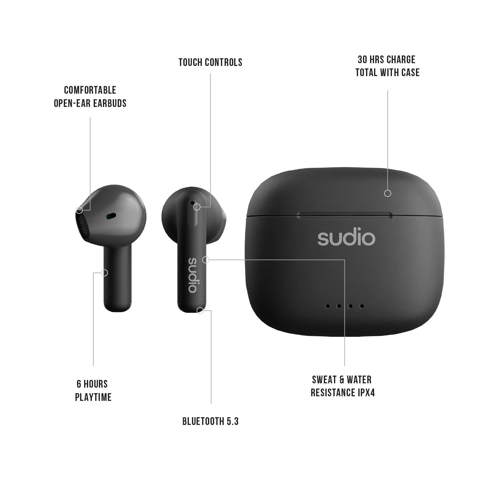Sudio A1 No Fuss True Wireless Earbud 30hr playtime